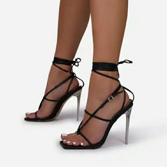 Square Toe Lace Up Heel - Picture 3 of 7